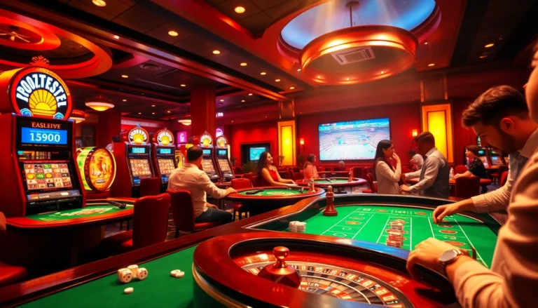 Experience trực tiếp bóng đá socolive in a lively casino setting, where gamers immerse in thrilling table games under warm lighting.